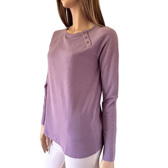 J. Jill Cotton Top Tank Tee Sweater Raglan Long Sleeve Lavender Relaxed Fit XS-S - Picture 8 of 14